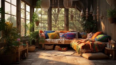 Premium AI Image | Interior of a cozy room in boho style