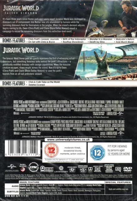 JURASSIC WORLD 2 MOVIE Collection Original Fallen Kingdom DVD