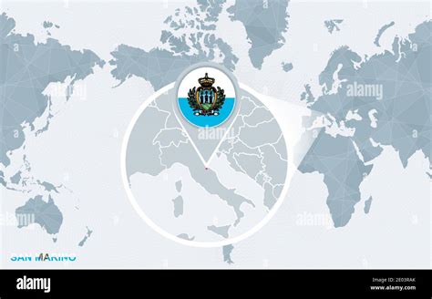 Mapa Mundial Centrado En América Con San Marino Ampliado Bandera Azul