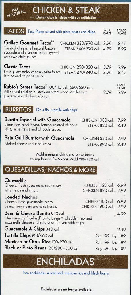 Rubio’s menu with prices – SLC menu