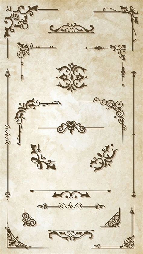 Vintage Border Design Element Vector Set