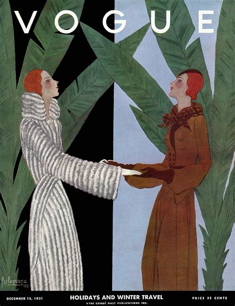 Vogue Cover Illustration Of Two Women Holding By Georges Lepape