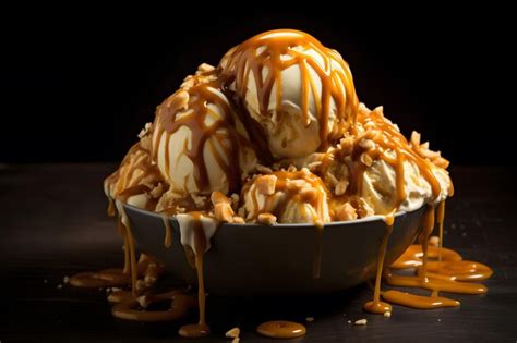 Premium AI Image | Caramel Drizzle on Ice Cream