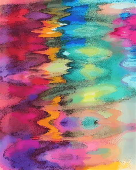 Abstract Water Reflections Pastel Art Color Field Painting Watercolor