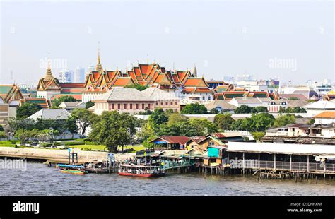 grand palace   city  bangkok  chao praya river stock photo