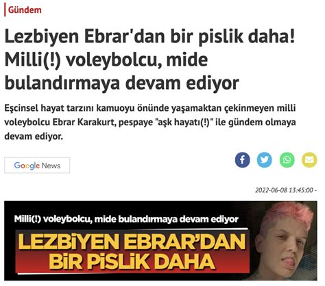 Yeni Akit Gazetesi Bu Kez Mill Voleybolcu Ebrar Karakurt U Hedef Ald