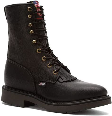 Justin 763 Black Pitstop Work Boot 8 Inch Most Comfortable Work Boots Justin Work Boots