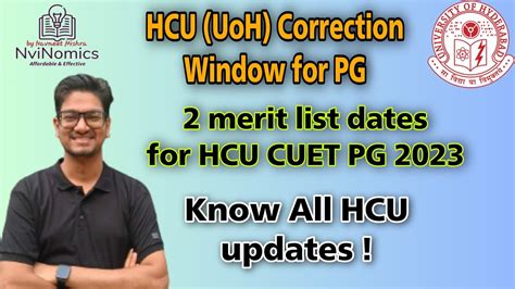 Big News Official HCU CUET PG Merit List Coming Tomorrow UoH HCU