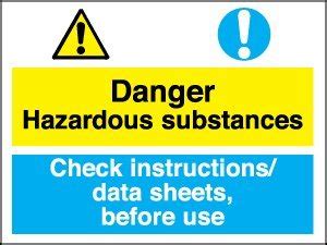 COSHH SIgn Danger Hazardous Substances Data Sheets 1mm Rigid