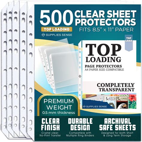 500 Page Protectors 8 5 X 11 Clear Plastic Sheet Protectors Top