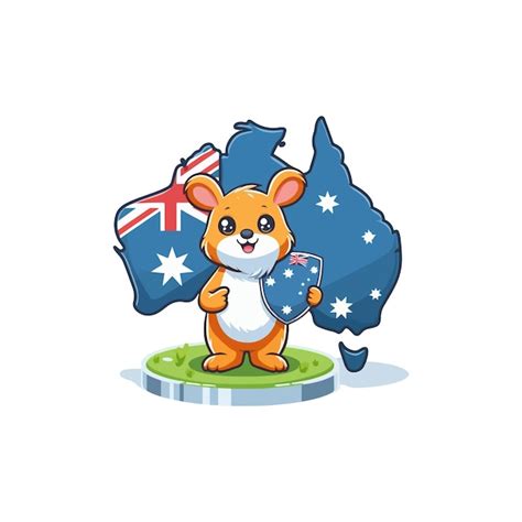 Cute Australia Map Cartoon Vector Icon Illustration Animal Holiday Icon