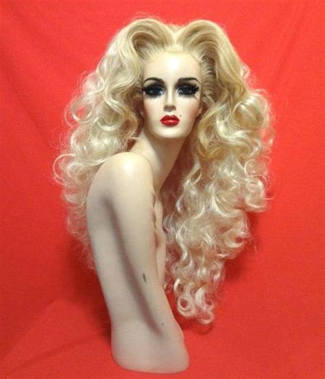 Lady Gaga Wig Lace Front Drag Queen Wig Platinum Blonde Centre Part