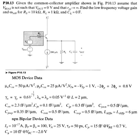 Solved P1013 Given The Common Collector Amplifier Shown In