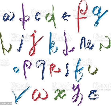 Calligraphic Script Vector Alphabet Letters Set Vector Font Stok Vektör