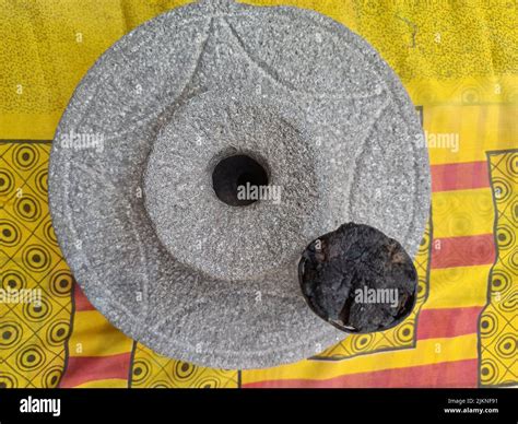 Ancient Hand Mill Or Quern Stone Grinds The Grain Into Flour Old