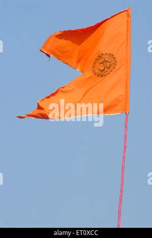 Saffron color flag, Hindu religion flag, om holy symbol printed flag ...