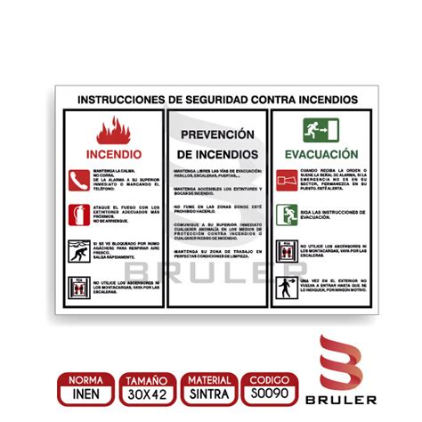 Señalética A3 Instrucciones De Seguridad Contra Incendios Tienda