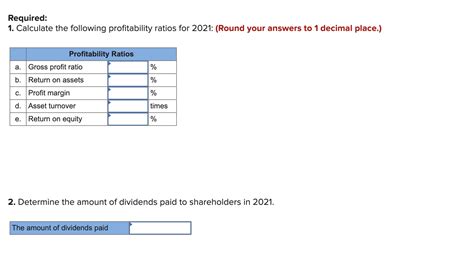 Solved Exercise 12 9a Calculate Profitability Ratios