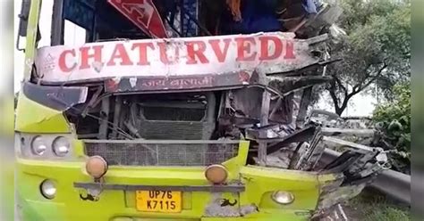 Aligarh Accident On Yamuna Expressway Bus Coming From Agra Collide Into Truck 2 Died 6 Injured