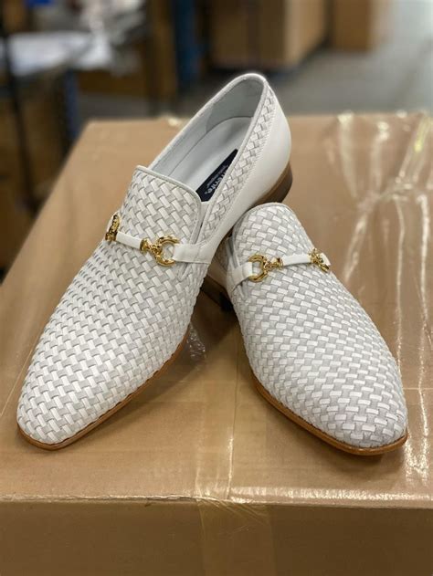 Corrente Woven Calfskin & Suede Slip-On Shoe White | White dress shoes ...