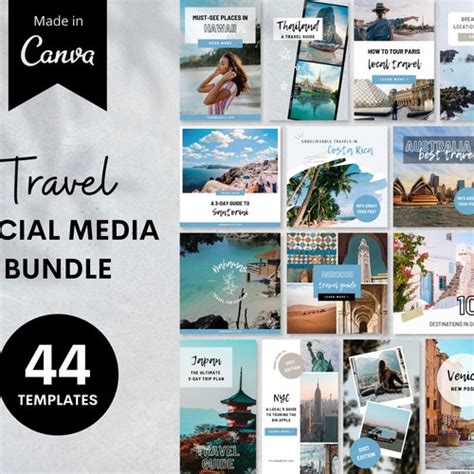 Travel Agent Instagram Post Templates Canva Social Media Etsy