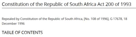 Constitution Of The Republic Of South Africa Act Of