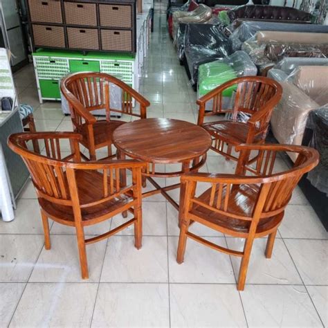 Promo Kursi Teras Set Betawi Jati Outdoor Lengkap Meja Kayu Diskon 23