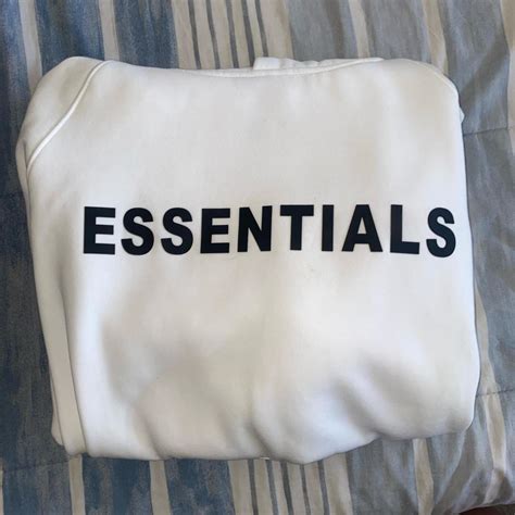 Essentials White Hoodie - Depop