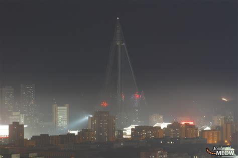 Pyongyang Night Skyline with Ryugyong Hotel | Offbeat Japan