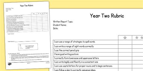 Written Report Rubric Year Two Teacher Made Twinkl