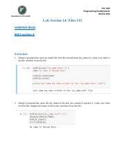 Maryam Lab 14 Docx CSC 1021 Programming Fundamentals BS CS 2021