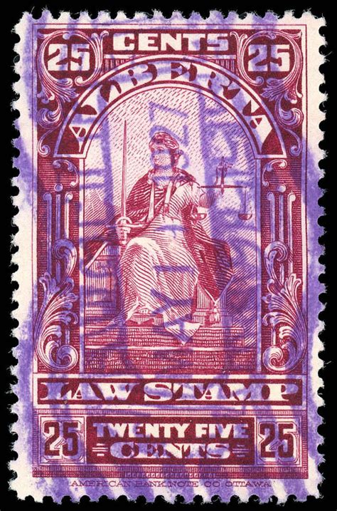 Buy Revenue Al30 Law Stamps Justice Seated 1910 25¢ Arpin