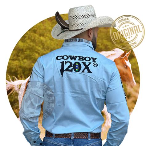 Camisa Country Masculina Cowboy Rodeio Bordada Manga Longa No Shoptime