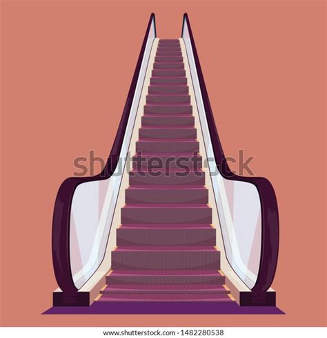 Escalator Isolated Flat Style Cartoon Stock Vector Royalty Free