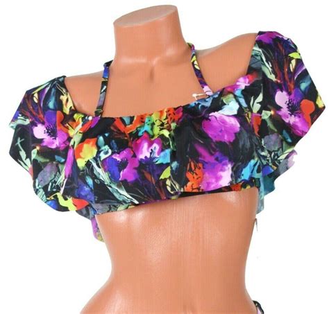 Bar Iii Swimsuit Bikini Top Only Size Xs Or M Painted Posies Off