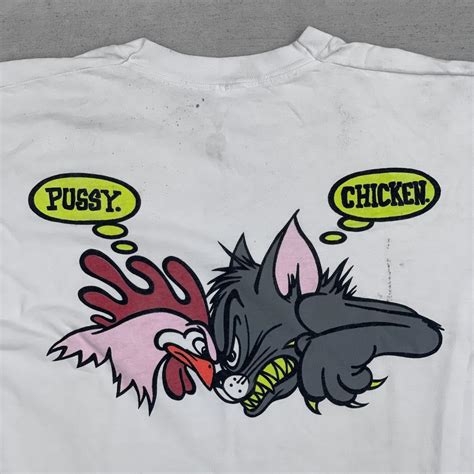 Vintage 90s No Fear Pussy Chicken T Shirt Fits Size Depop