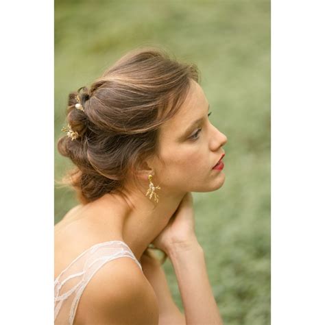 Pic à cheveux feuille et perle Zeus L Atelier de Clotilde