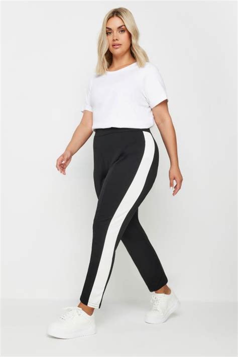 Yours Plus Size Black Side Stripe Tapered Trousers Yours Clothing