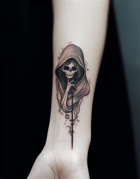 Minimalistic female grim reaper tattoo for women and men | Idee per ...