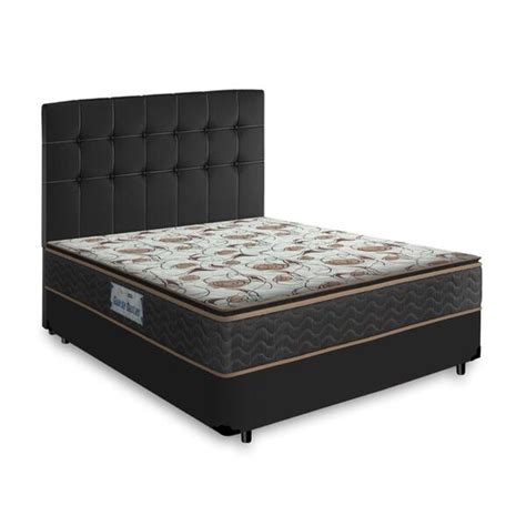 Cama Box Cabeceira Cassis Preta E Colch O D Casal Probel Guarda