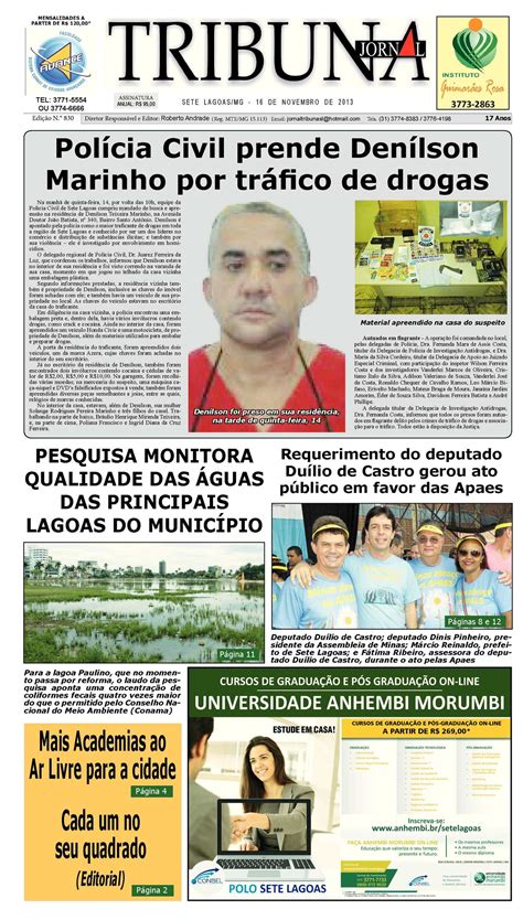 Calam O Jornal Tribuna De Sete Lagoas Edi O