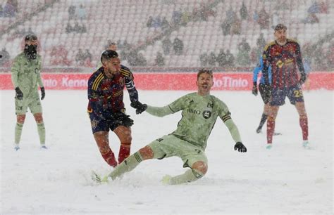 Real Salt Lake Slience Lafc In Snow Filled Match Field Level Media