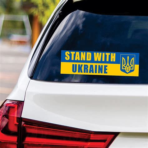 Ukraine And Ukrainian Flag Standing With Ukraine Car Bumper Sticker