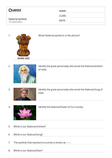 National Symbols Worksheets For Th Year On Quizizz Free Printable