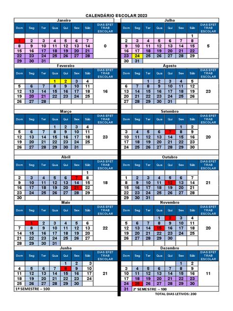 Calendário Escolar 2023 Pdf