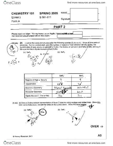 CHEM 101 Midterm CHEM 101 TAMU Exam 3 Spring 2005 OneClass