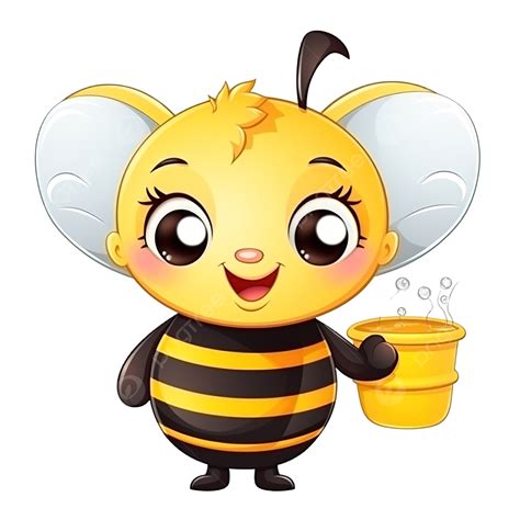 Abeja Linda De Dibujos Animados Llevando Un Tarro De Miel Con Miel