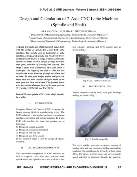 Pdf Design And Calculation Of 2 Axis Cnc Lathe Machine Spindle And Shaft