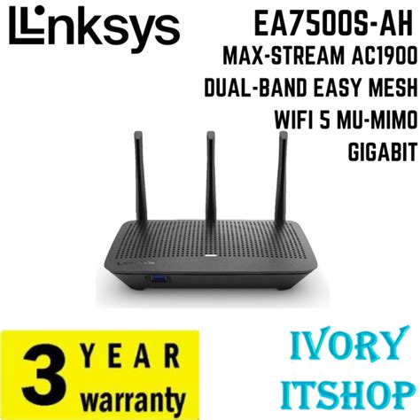 Linksys EA7500S AH MAX STREAM AC1900 DUAL BAND EASY MESH WIFI 5 MU MIMO