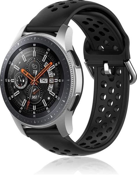 Samsung Galaxy Watch Siliconen Bandje Met Gaatjes Zwart 41mm 42mm